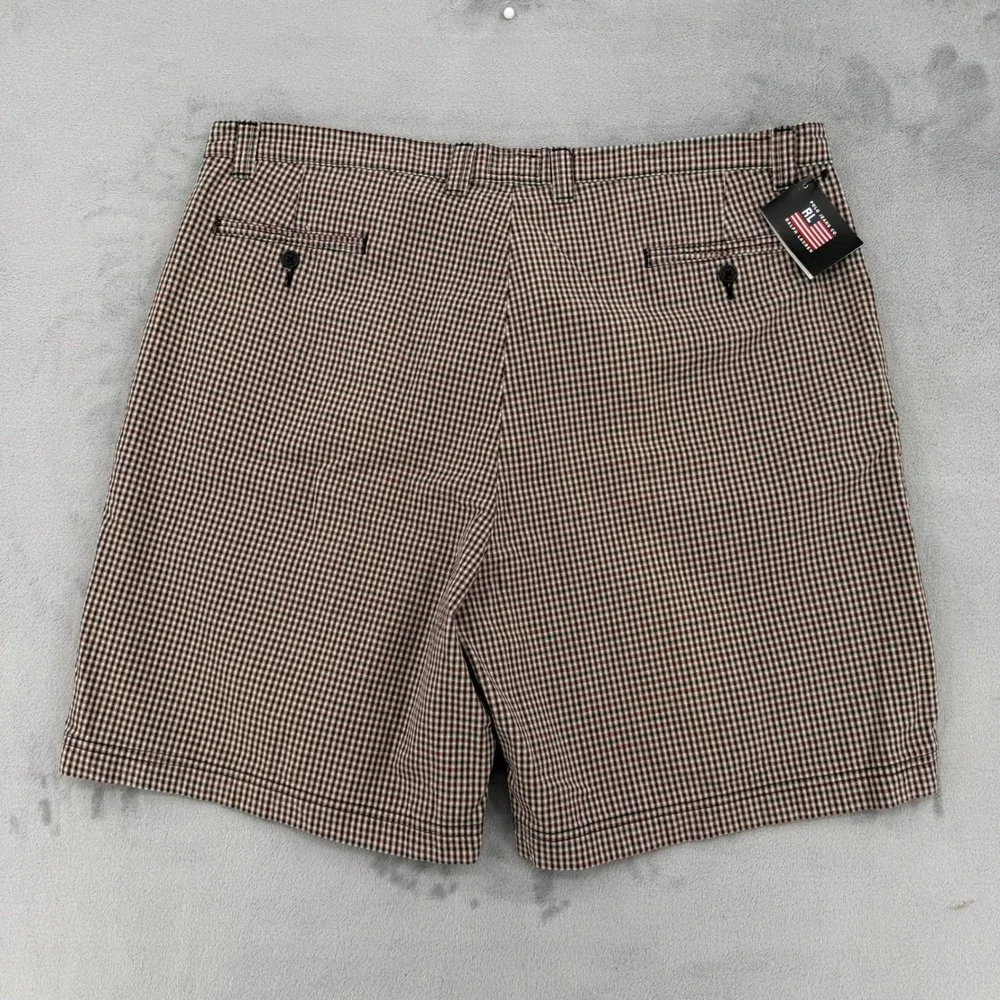 Polo Jeans Co Ralph Lauren Mens Brown Gingham‎ Check Dog Shorts Size 42